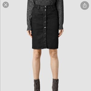 ALLSAINTS Waxed skirt with front buttons